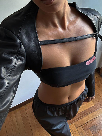 Extra Short Buckle Crop Jacket