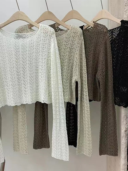 Cutout Thin Loose Long Sleeve Knit
