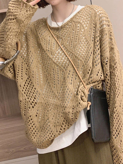 Cutout Loose Long Sleeve Knit