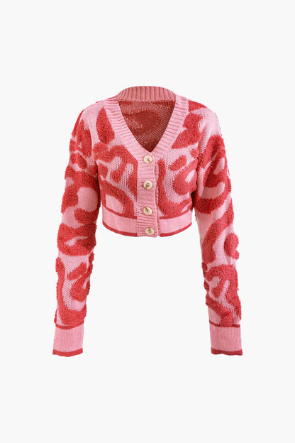 Colorblock V-neck Knit Button Up Cardigan