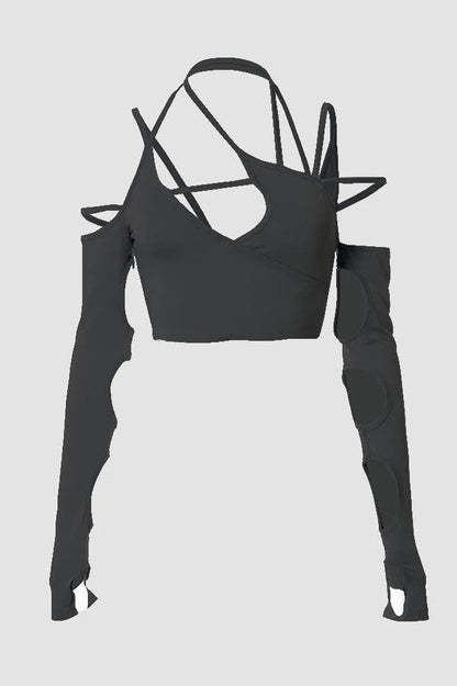 Phased Out Cut Out Cropped Top