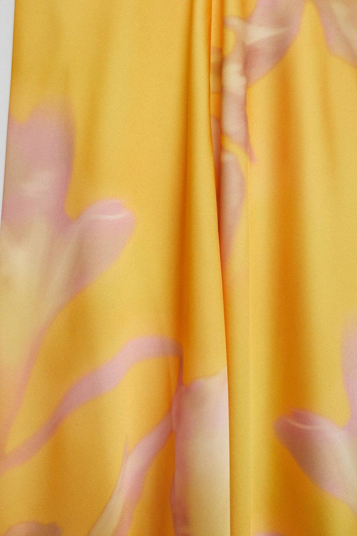Halter Neck Twist Front Gathered Bodice Abstract Floral Satin Maxi Dress