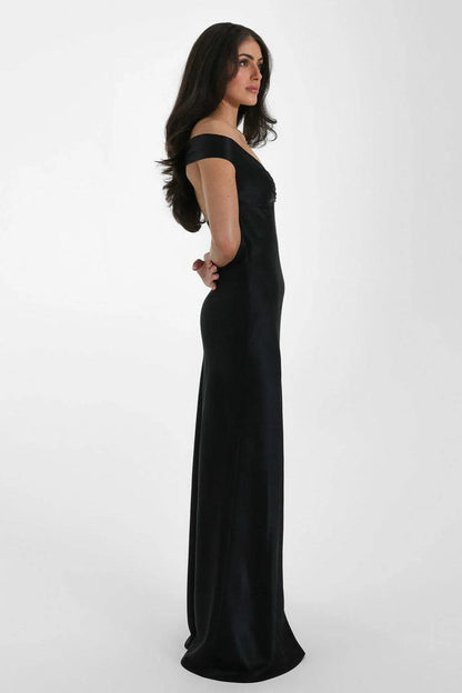 | Satin Mermaid Off Shoulder Maxi Dress