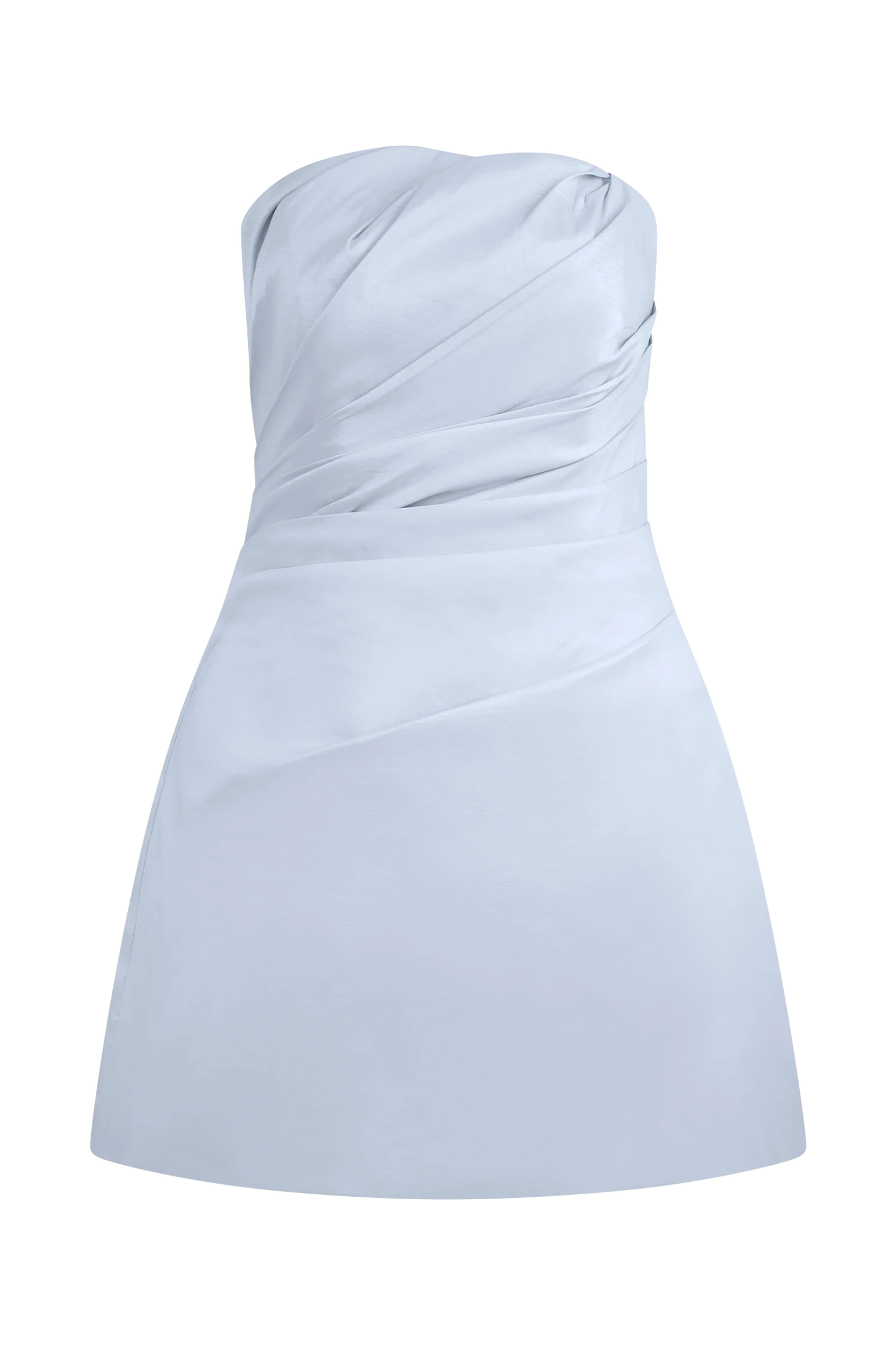 Leslie Gathered Taffeta Mini Dress - Frosted Blue