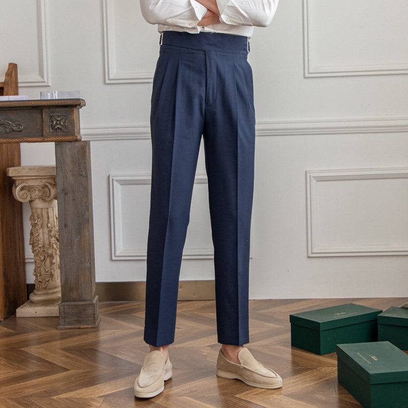 High Waist Pleated Trousers | Gurkha Closure | Maison Collection