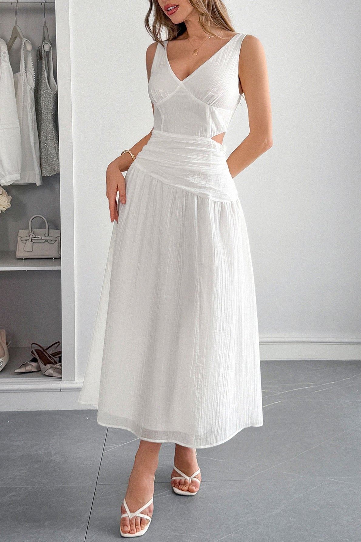 Chic Deep V Waist Work Dress
