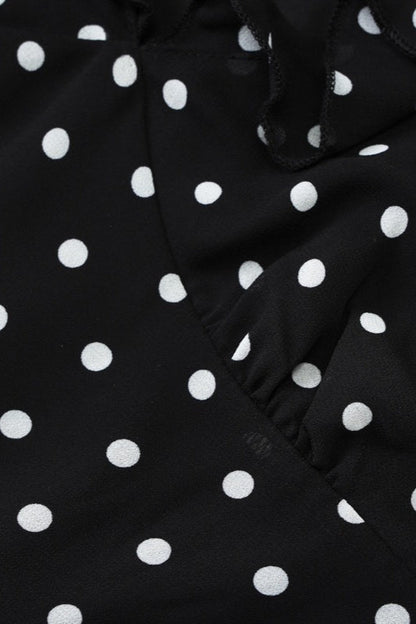 Polka Dot Scoop V-Neck Ruffle Cap Sleeve Bodycon Mini Dress