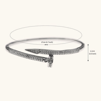 Stylish Unique Zircon Nail Open Bangle Bracelet