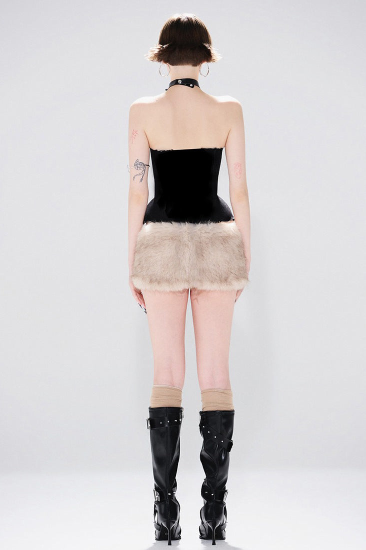 | Solid Color Backless Tube Fleece Two Piece Set