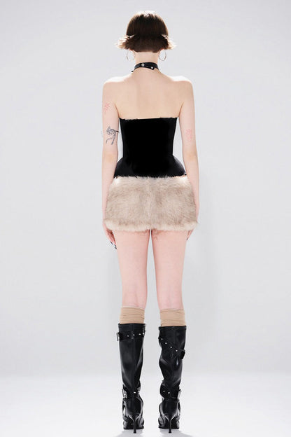 | Solid Color Backless Tube Fleece Two Piece Set