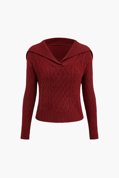 Cable Diamond Sweater Long-Sleeve Top