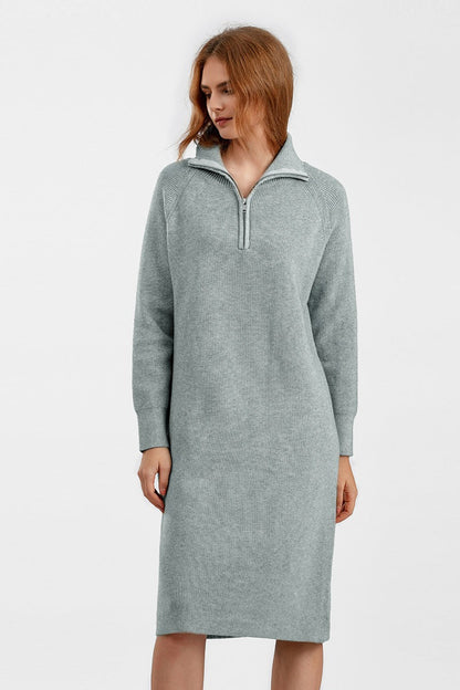 Zipper Pullover Sweater Dress