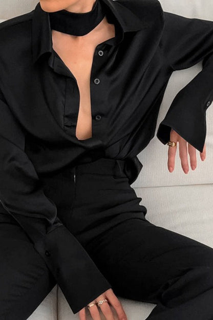 Satin Long Sleeve Blouse