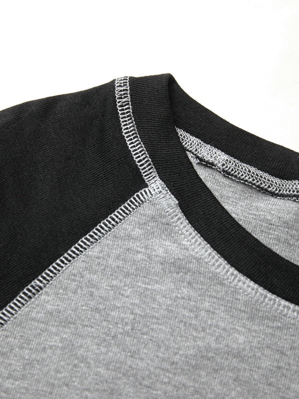 Raglan Contrast Color Slim Long Sleeve Tee