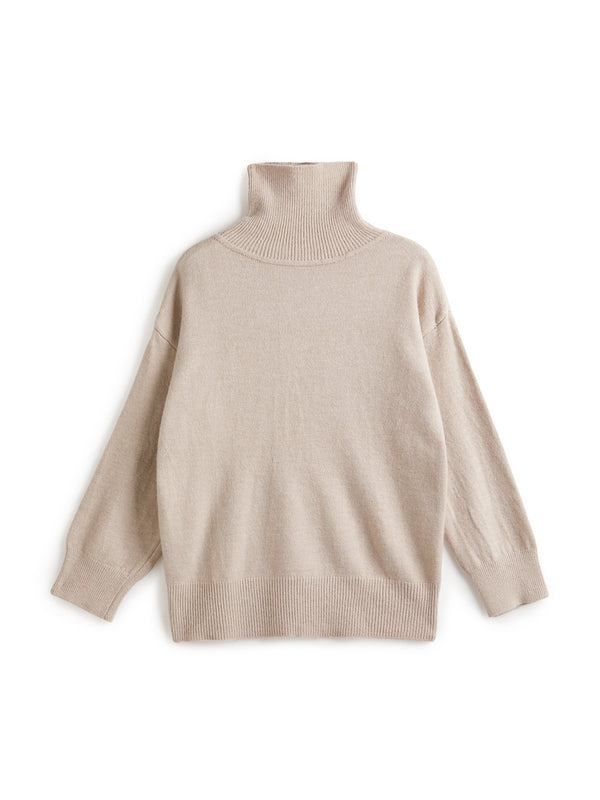 Solid High Neck Pullover Sweater