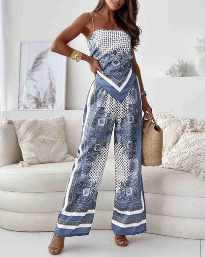 Printed Vest & Pants Two Piece Set