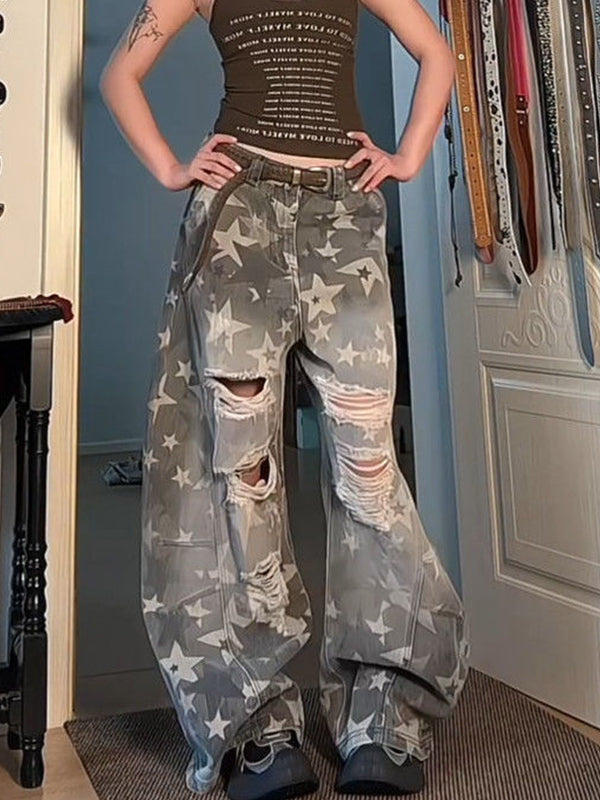 American Vintage Washed Stars Ripped Jeans