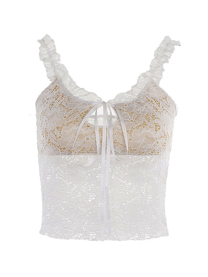 Lace Fungus Strap Tie Up Cami Top