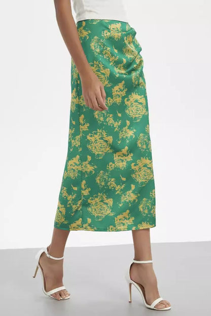 Floral Ruched High-Waist Skirt
