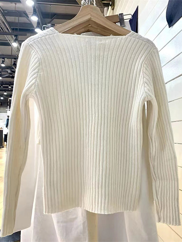Vintage V Neck Rib Sweater