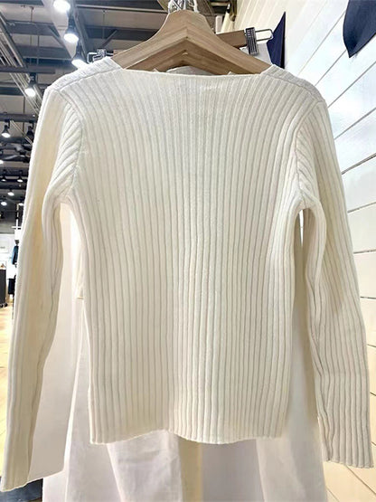 Vintage V Neck Rib Sweater