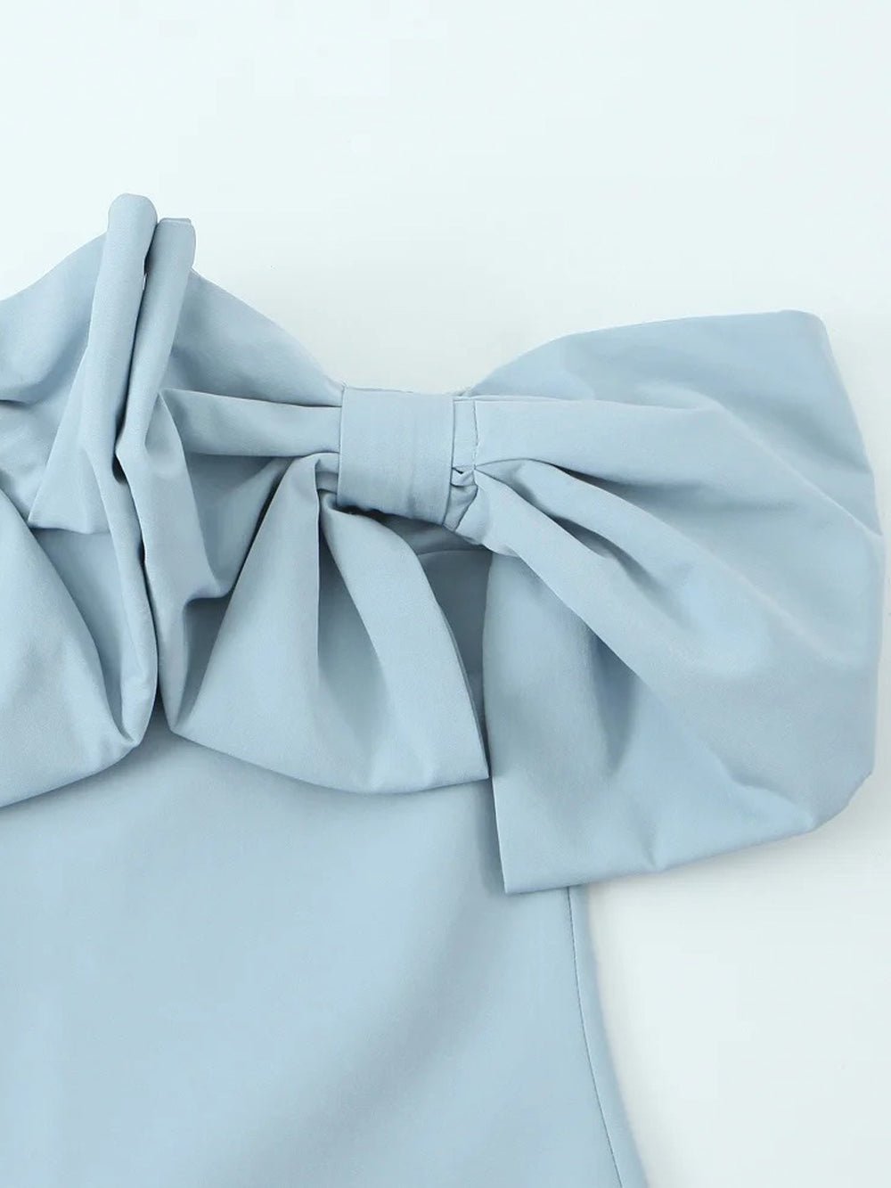 Off-Shoulder Double Bow Statement Neckline Structured Sheath Mini Dress