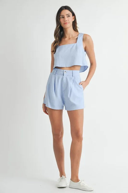 MABLE Linen and Crop Top and Shorts Set