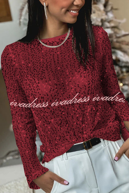 Keep It Shine Sequin Long Sleeve Shift Blouse