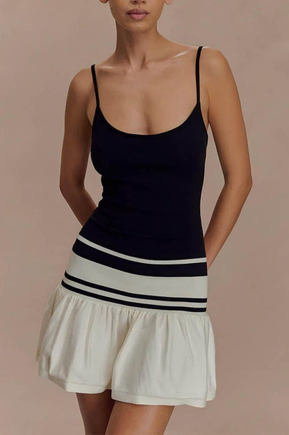 Color Block Strapless Bodycon Mini Dress