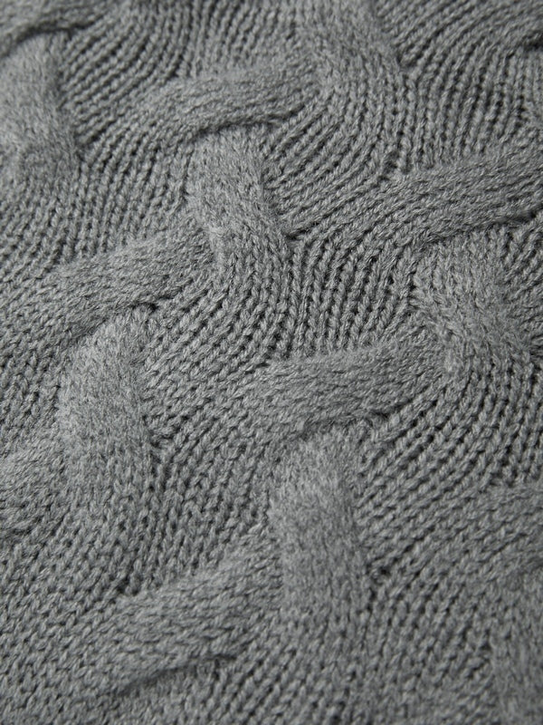 Solid Cable Knit Splice Turtleneck Sweater