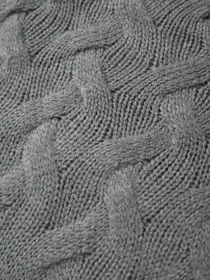 Solid Cable Knit Splice Turtleneck Sweater