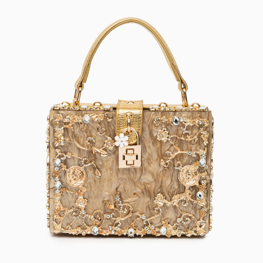 Gold Acrylic Box Handbag