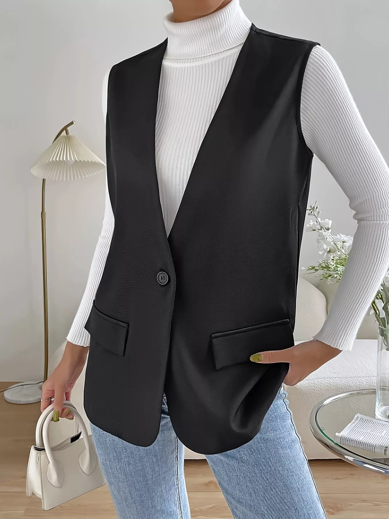 One Button Vest Coat