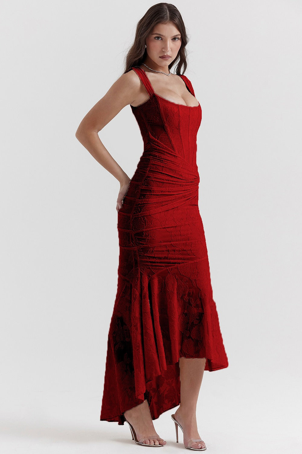 Stretch Mesh Jacquard Mermaid Formal Dress
