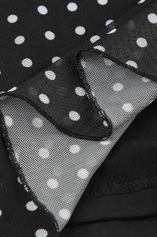Polka Dot Spaghetti Strap Cowl Neck Bodycon Maxi Dress