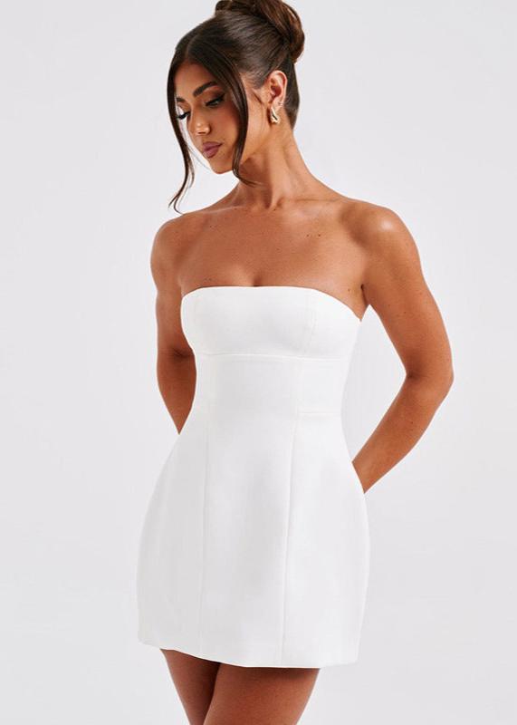 Strapless Princess Seam Pocket A Line Mini Dress