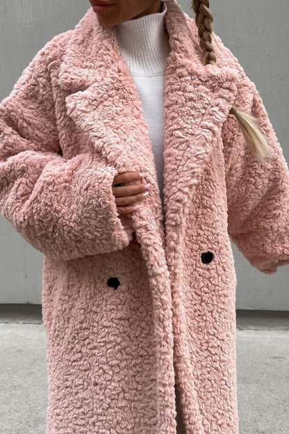 Elegant Office Lapel Plush Long Sleeve Coat