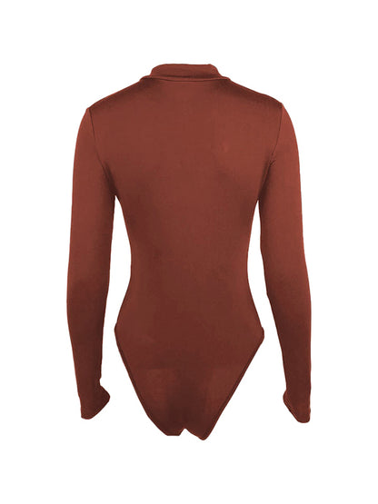 Solid Half Zip Mock Neck Bodysuits