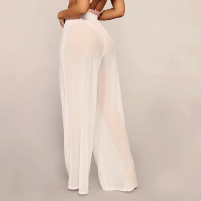 Sheer Mesh Wide Leg Beach Pant