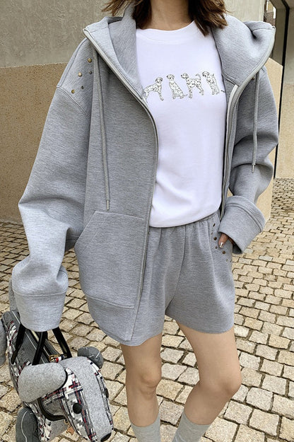 Studded Loose Casual Hoodie