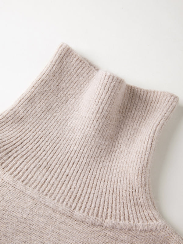 Solid High Neck Pullover Sweater