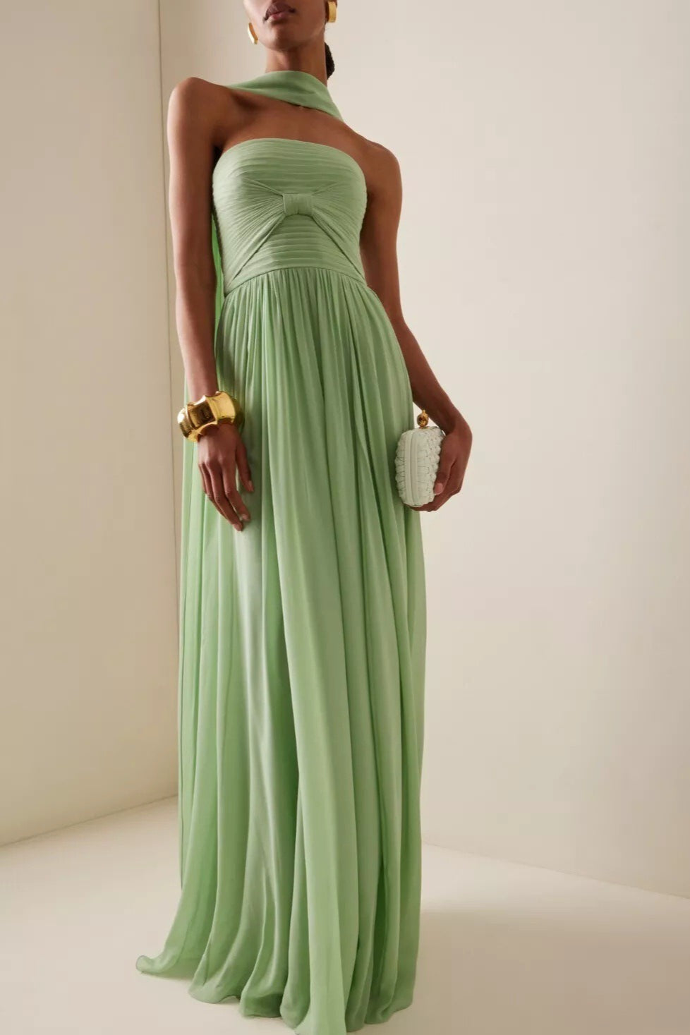 | Strapless Ruched Maxi Dress
