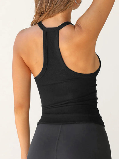 Solid V Neck Slim Knit Cami Top