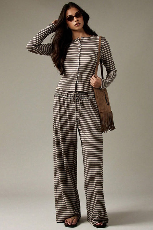 | Stripe Button Cord Two Piece Set