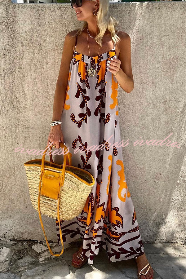 Sunday__ Color Palette Ethnic Printed Loose Cami Maxi Dress