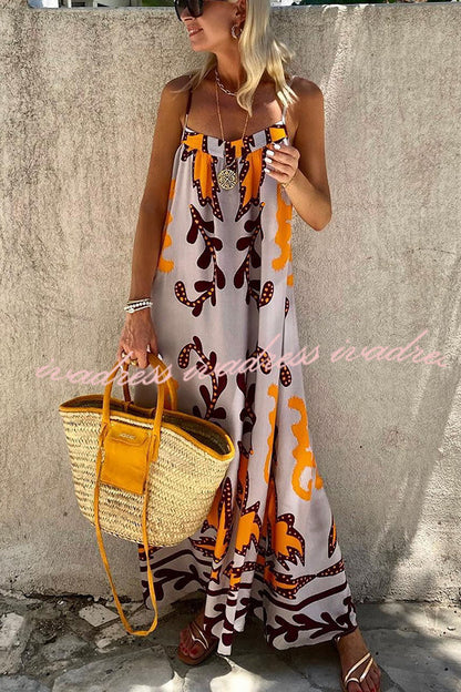 Sunday__ Color Palette Ethnic Printed Loose Cami Maxi Dress