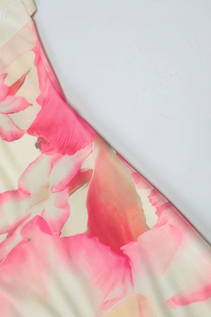 | Floral Print Off Shoulder Lace Maxi Dress