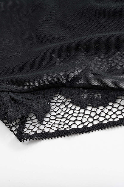 Patchwork Lace Deep V Lingerie Bodysuit