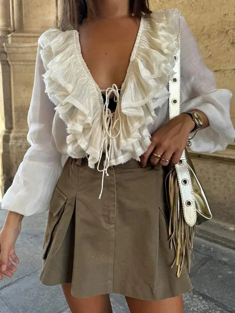 Elegant Tiered Ruffles Blouse