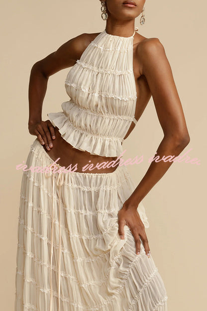 Passion and Romance Pleated Back Elastic Straps Adjustable Halter Tank